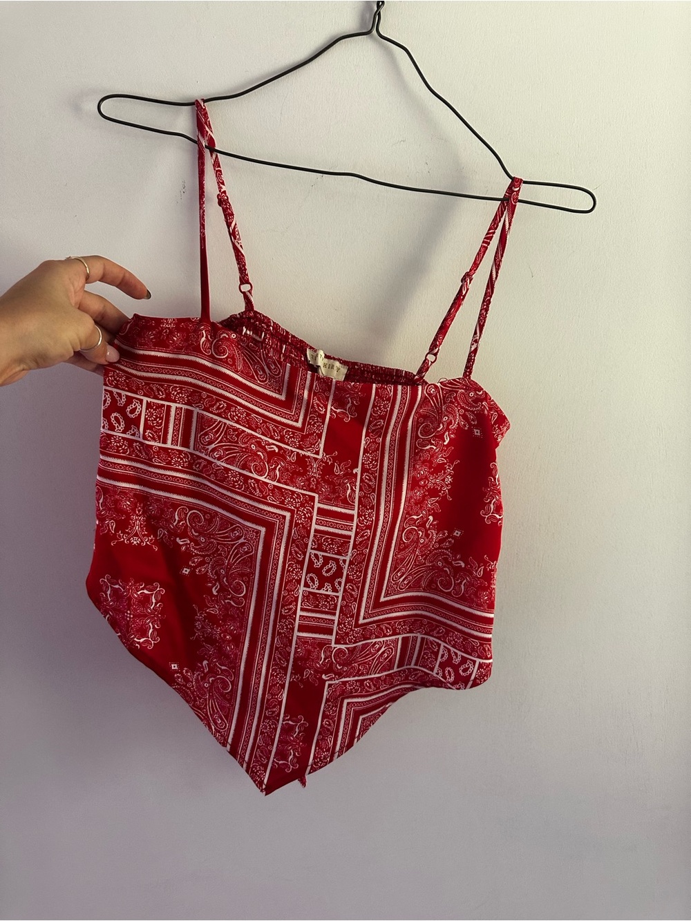 Red Bandana-Print Handkerchief Hem Cami by